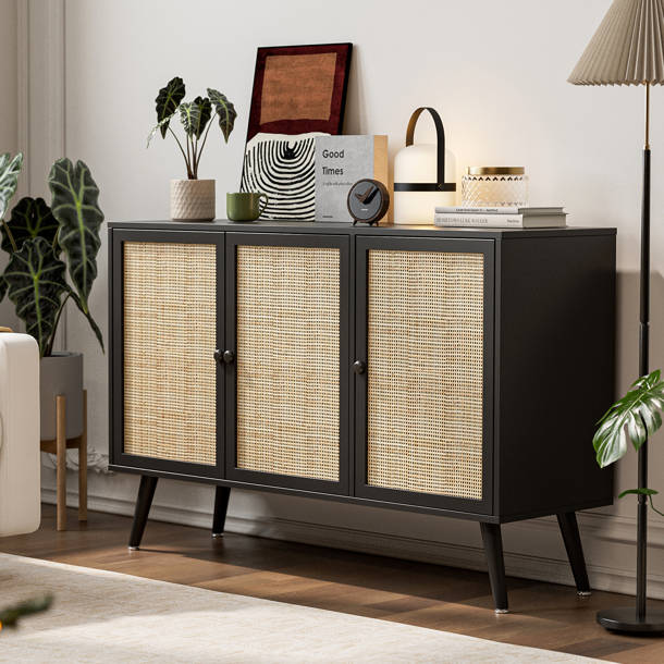 Ikifly Manel Sideboard Cabinet Set With Rattan Decorated Doors Wayfair